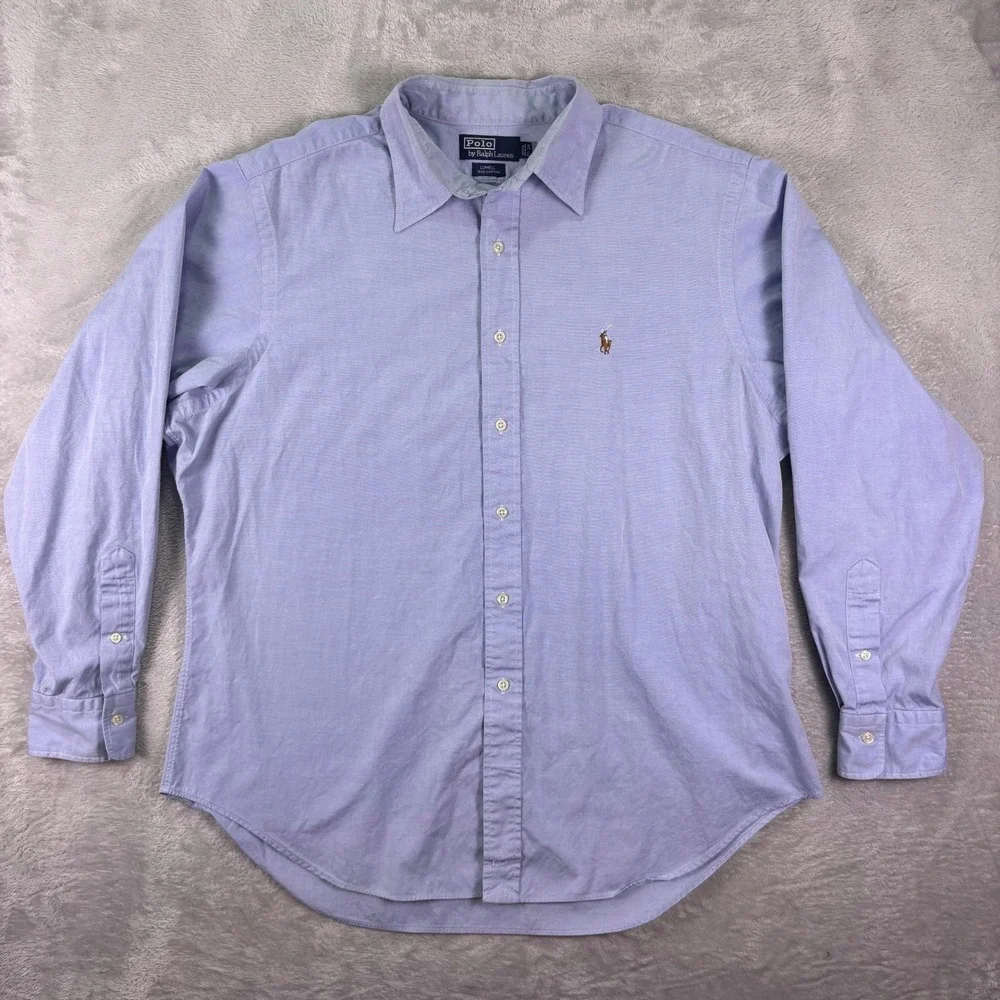 Polo by Ralph Lauren Men's‎ Button Down Shirt 17.5 Lowell Blue Cotton Oxford XL